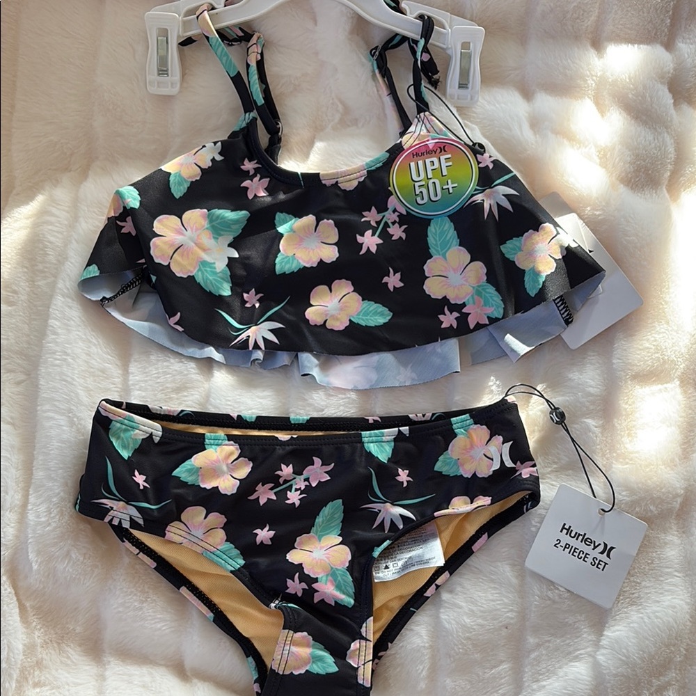 NWT! The Hurley Black Floral Bikini Set